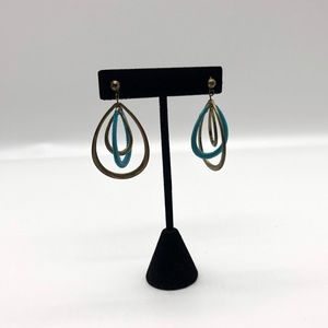 Gold Tone and Turquoise Drop Earrings